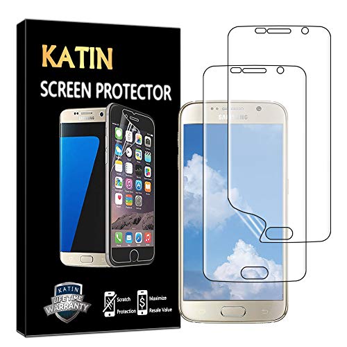 KATIN Galaxy S6 Edge Plus Screen Protector - [2-Pack] [Full Max Coverage] Screen Protector for Samsung Galaxy S6 Edge Plus (Case Friendly) HD Clear Anti-Bubble Film with Lifetime Replacement Warranty