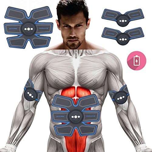 SPORTMAO Abs Stimulator Rechargeable Muscle Trainer Ultimate Abs Stimulator Ab Stimulator for Men Women Abdominal Work Out Ads Power Fitness Abs Muscle Training Gear ABS Workout USB Charger
