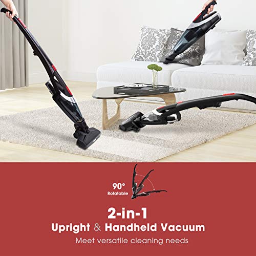 Homasy Cordless Vacuum Cleaner, 2-in-1 Stick and Handheld Vacuum Cleaner with Super Strong Suction, Lightweight Bagless Vacuum LED Headlights for Carpet and Hard Floor