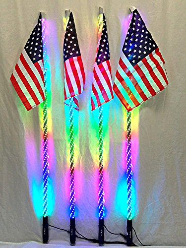 AMERICAN DREAM WRAPPED LED SMART WHIPS PAIRS 316 MODES FOR RZR SIDE BY SIDES 2' 3' 4' (2 FOOT PAIR)