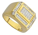 Men's Goldtone CZ Curved Layered Rectangle Ring Sizes 9-11 (8)