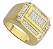 Men's Goldtone CZ Curved Layered Rectangle Ring Sizes 9-11 (8)