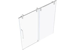 CHABATREE Shower Door 60" W x 76" H Frameless Sliding Shower Door,Frameless Shower Door with Sealing Strip and Waterproof Handle,5/16"(8mm) Clear Tempered Glass,Stainless Steel Hardware,Silvery