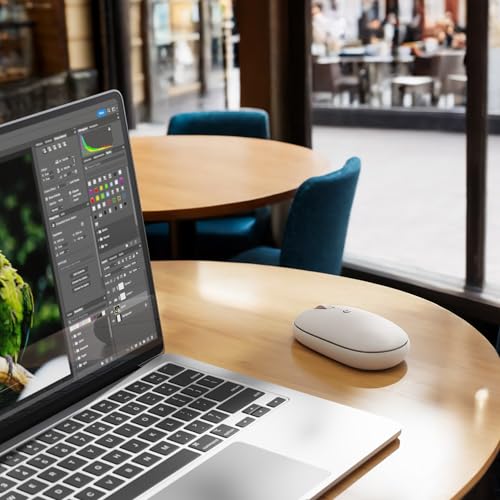SATECHI OntheGo™ Wireless Mouse, USB-C Recharge, Bluetooth Up to 3 Devices, Adjustable DPI, Elegant Ergonomic Mouse for MacBook, Laptop, iPad and More - Beige