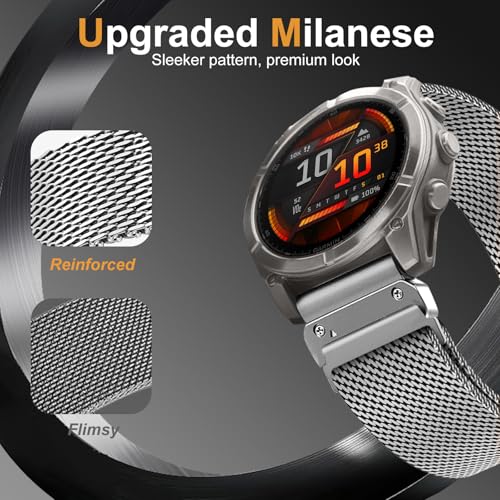 Titanium Strap for Garmin fenix 6x/6x Pro, Easy Fit 26mm Titanium Bracelet for Fenix 5x/5x Plus/7x/7x Pro/8/8 pro 51mm/3/3 HR/Tactix 7/Tactix 7 Pro/Epix Pro 51mm/Garmin Enduro 3/Descent MK1/2 /2i