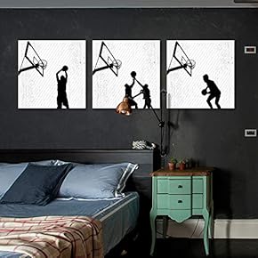 3 Panel Canvas Wall Art Play Basketball Pictures Home Wall Decorations for Bedroom Living Room Paintings Canvas Prints Framed - 12"x12"x3 Panels
