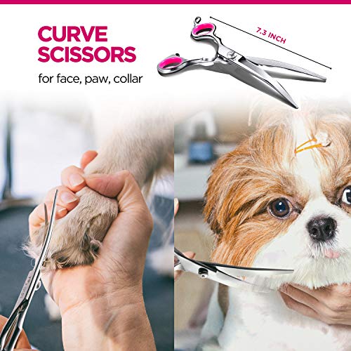 Gimars Titanium Coated Stainless Steel Pet Grooming Scissors Set – Thinning Straight Curved Shears, Comb, Oil and Cloth… - Image 6