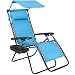 Best Choice Products Folding Zero Gravity Recliner Lounge Chair W/Canopy Shade & Magazine Cup Holder-Light Blue