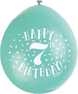 Unique Happy 7th Birthday Balloons Pack 10 Assorted Latex 22cm view 3