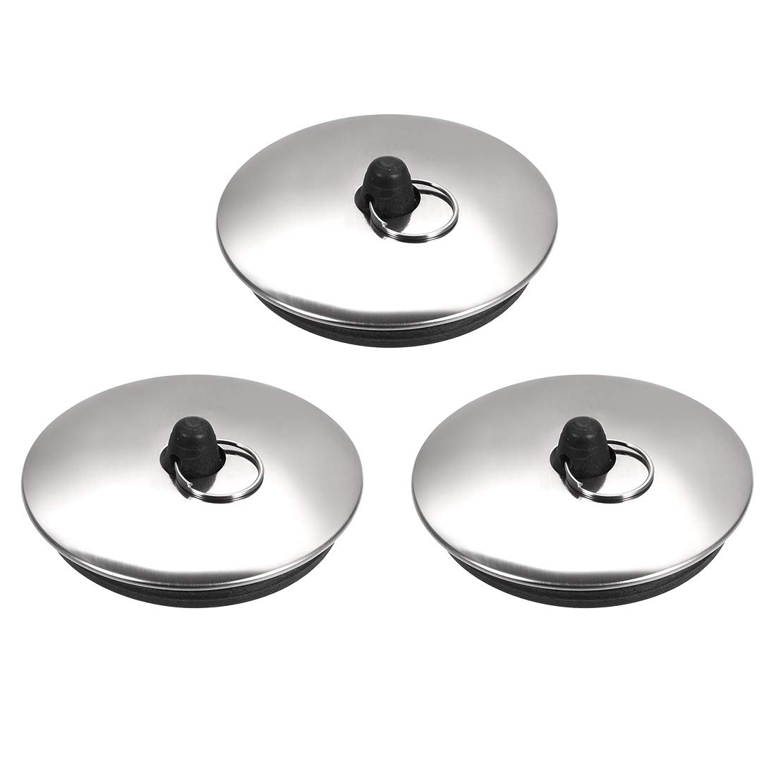 sourcing map Rubber Sink Plug Drain Stopper Fit 56mm with Ring for Bathtub Kitchen Bathroom 3Pcs