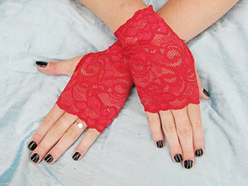 Red lace Fingerless Gloves