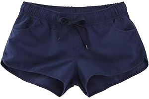 ESTAMICO Women Board Shorts with Liner Quick Dry UPF 50+ Drawstring Floral Print Swim Trunk with Pockets