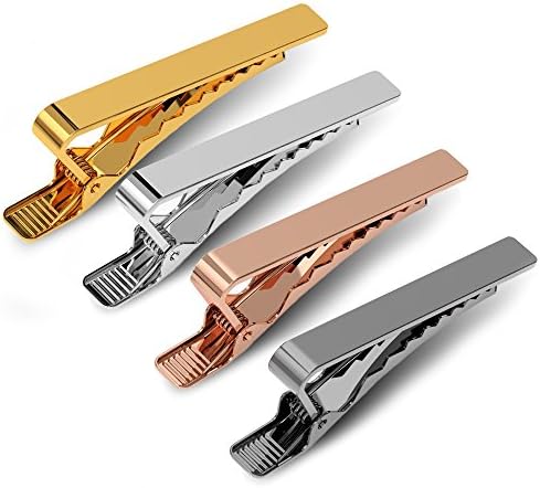 Beneleaf Men Skinny Fashion Tie Bar Clips, 1.8 inch Set of 4 Colors