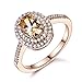 GULICX Jewelry Rose-Gold Base CZ Oval Rhinestone Royal Sparkles Ring for Women