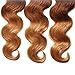 B&F Hair Brazilian Virgin Ombre Hair Body Wave Weft 3 Bundles 100% Unprocessed Virgin Human Hair Extensions (100+/-5g)/pc (18 20 22inch #1b/#4/#27)