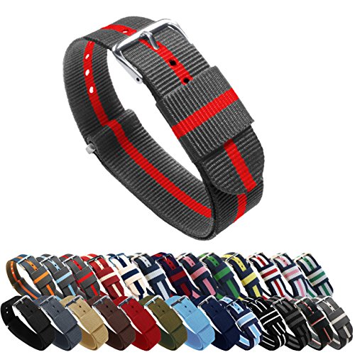 BARTON Watch Bands - Choice of Color, Length & Width (18mm, 20mm, 22mm or 24mm) - Smoke/Cherry 20mm - Standard Length