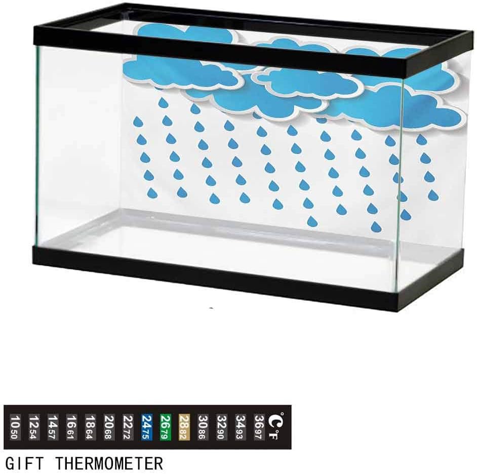 wwwhsl Aquarium Background,Static Cling,Trippy Convective Cloud Group Figures Like Savannah Forecast Drips Theme Autumn Rain Underwater Poster Fish Tank Wall Decorations Sticker