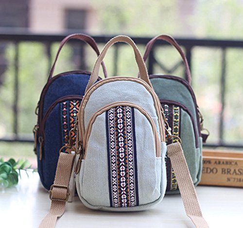 Toniker Canvas Multi-Pockets Small Crossbody Bags Cell Phone Purse Smartphone Wallet for Women Girls with Handy Carry