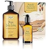 Dry Itchy Sensitive Skin Body Kit - Advanced  Herbal Oils Blend - Moroccan Argan Body Moisturizer Renew Lotion 13.5 oz and Body Serum 3.4 oz Moisturizing Combo Set