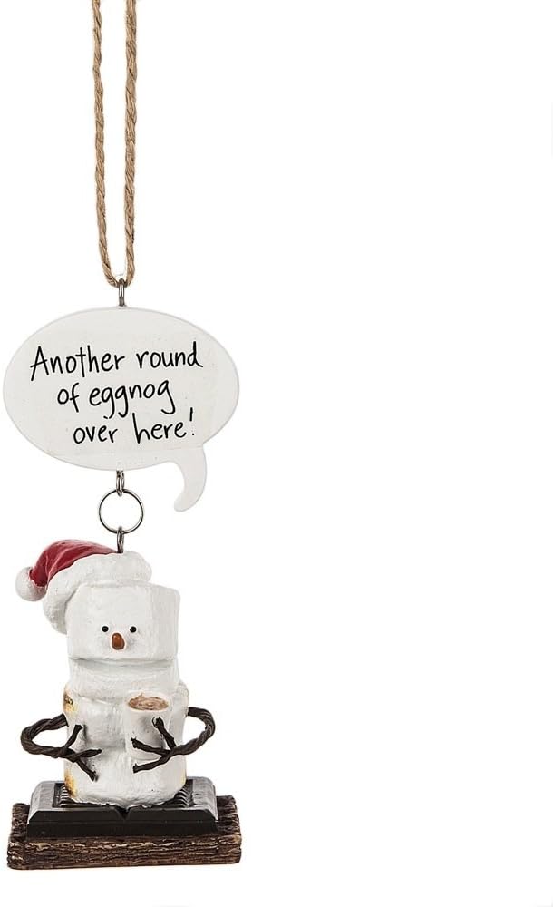 Toasted S'mores "Another Round of Eggnog Over Here!" Ornament