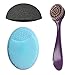 Facial Brush for Cleaning, Cleansing and Exfoliating with Charcoal Konjac Sponge and Silicone Face Scrubber Exfoliator Pads with Travel Makeup Bag
