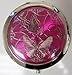 Purse Handbag Double Compact Cosmetic Mirror - Two Butterflies - Hot Pink