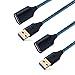 USB Cable Extension, OKRAY 2 Pack 6 FT USB 3.0 Extension Cord Nylon Braided USB Extender Cord - Type A Male to A Female with Gold Plated Connector Compatible for USB Flash Drive, Keyboard (Blue Blue)