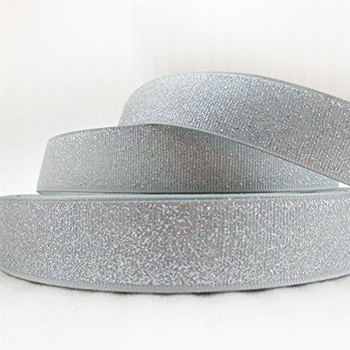 1 METRE Glitter Grosgrain Ribbon 7/8" 22MM (Silver)