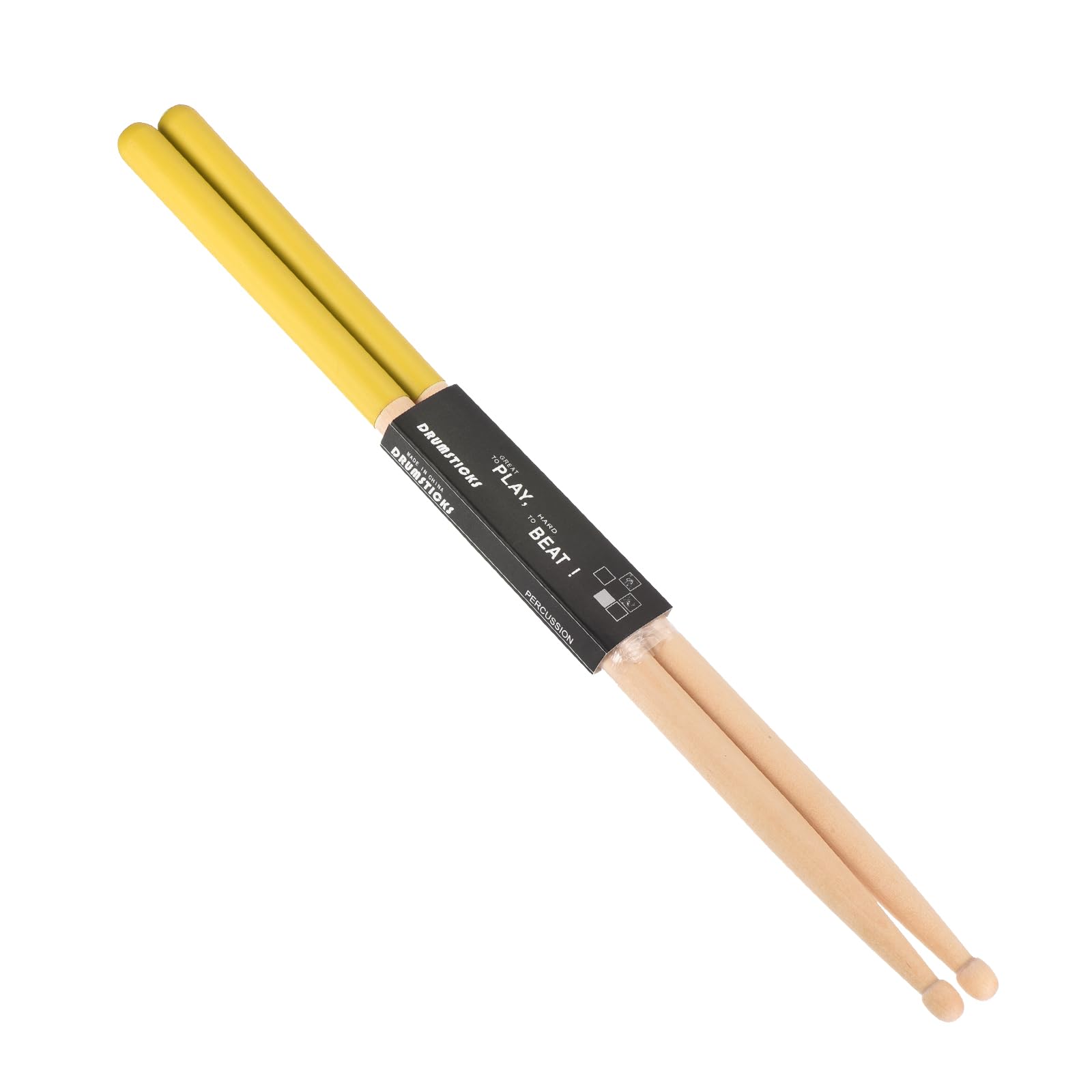 PATIKIL Maple Wood Drumstick 7A Anti Slip Handle Grips Drum Stick Yellow for Drumming Musical Instrument Percussion, 1 Pair