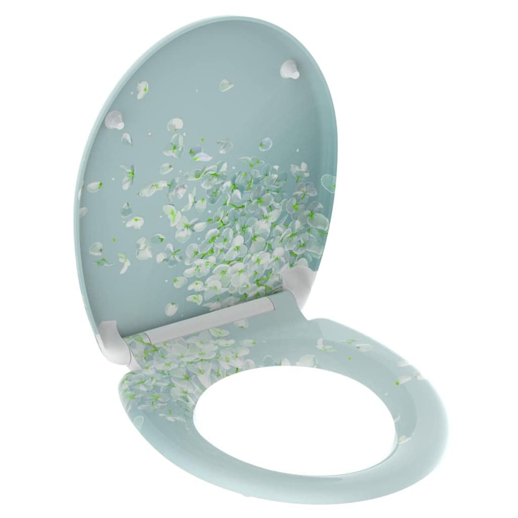 Schütte Wind Flower Toilet Seat with Soft-Close Mechanism, Toilet Lid with Motif and Quick Release for Cleaning, Duroplast Toilet Lid (Max. Load of The Toilet Seat 150 kg)