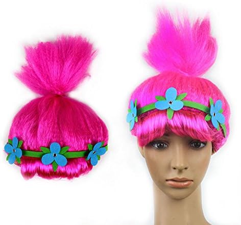 Cosplay Wigs Pink Trolls Poppy Wig for Kids,Princess Poppy Costume for Little Girls