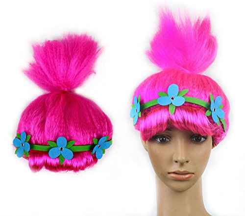 Cosplay Wigs Pink Trolls Poppy Wig for Kids,Princess Poppy Costume for Little Girls