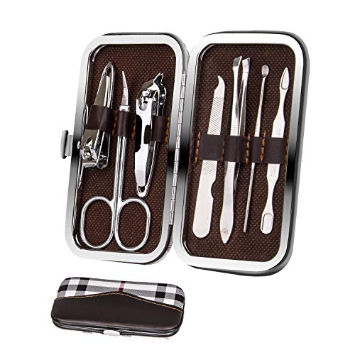 Manicure Set Nail Clippers Tool 8 in 1 Professional Stainless Steel Portable Travel Grooming Kit Nail Care Nail Scissors Kit Gift for Men Women Lover Parents Elder Patient Nail Care