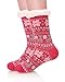 EBMORE Women Slipper Fuzzy Socks Fluffy Cabin Cozy Plush Winter Warm Soft Fleece Thick Comfy Christmas Stocking Stuffer with Grips Socks(Rose Red)