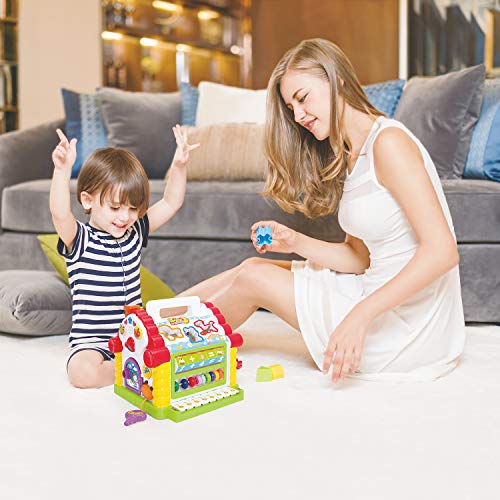 Zoostliss Colors Pairing Blocks Educational Learning & Geometric Shape Toys, Electronic Musical Activity Play Center House with Counting Help, Know Animals, Electronic Piano, Open Door