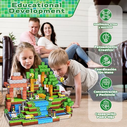 Annexfun Bloques Magnéticos - 150 Piezas, Cubos Magnéticos de Camino y Bosque, Juguetes de Construcción Stem y Sensorial, Regalos de Cumpleaños Montessori para Niños y Niñas Mayores de 3 Años