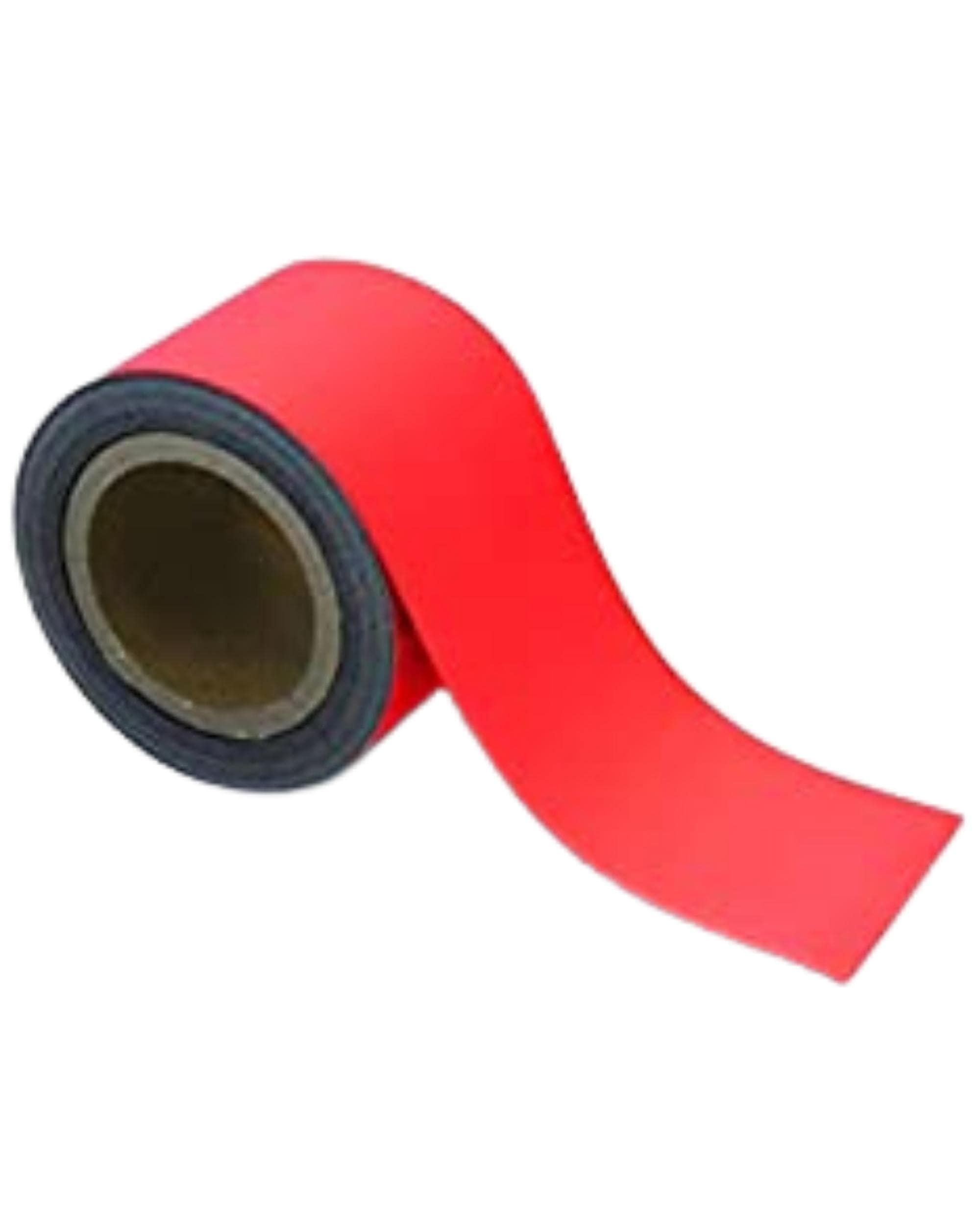 Magnetic Steel Easy-Wipe Tape, Thin & Flexible, Cut to Fit Strip, Magnetic, High Visible Identification. Suitable For All Non-Magnetic Surfaces (Red 90mm x 10m)