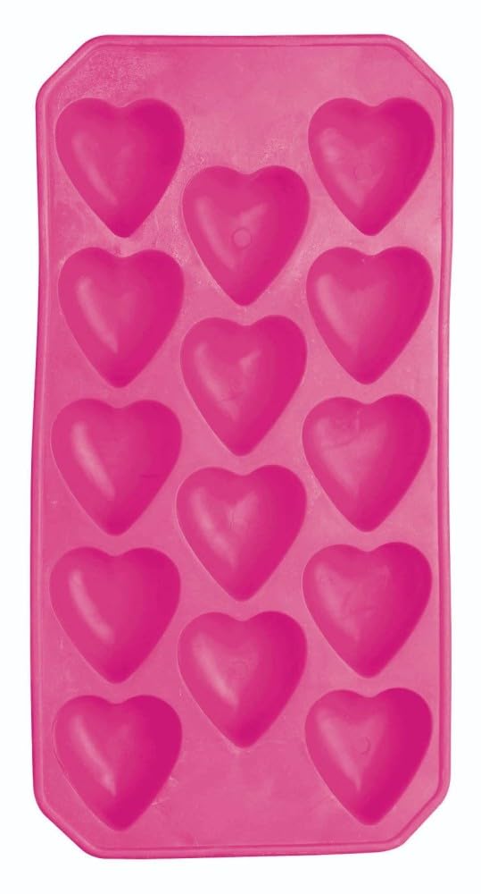BarCraft Silicone Ice Cube Tray, Heart Shaped Ice Cube Moulds, 26 x 12cm, Pink — image 1