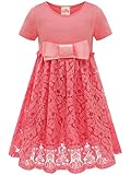 Bonny Billy Girl's Casual Satin Lace Dress Back to School Clothes 7-8 Years Pink