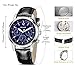 HOWK Men's Chronograph Watches Date Analog and Blue Luminous Dial Black Leather Strap