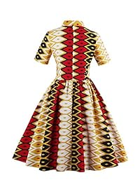 PiePieBuy Vestido de manga corta para mujer, estampado africano, estilo vintage