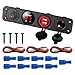 Linkstyle 4 in 1 Marine Switch Panel, 12V 4.2A Dual USB Charger Socket Power Outlet & LED Voltmeter & Cigarette Lighter Socket & LED Lighted ON Off Rocker Toggle Switch for Truck Car Marine Boat RV