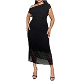 Floerns Women's Plus Size Off The Shoulder Long Dress Dolman Sleeve Wedding Guest Dresses