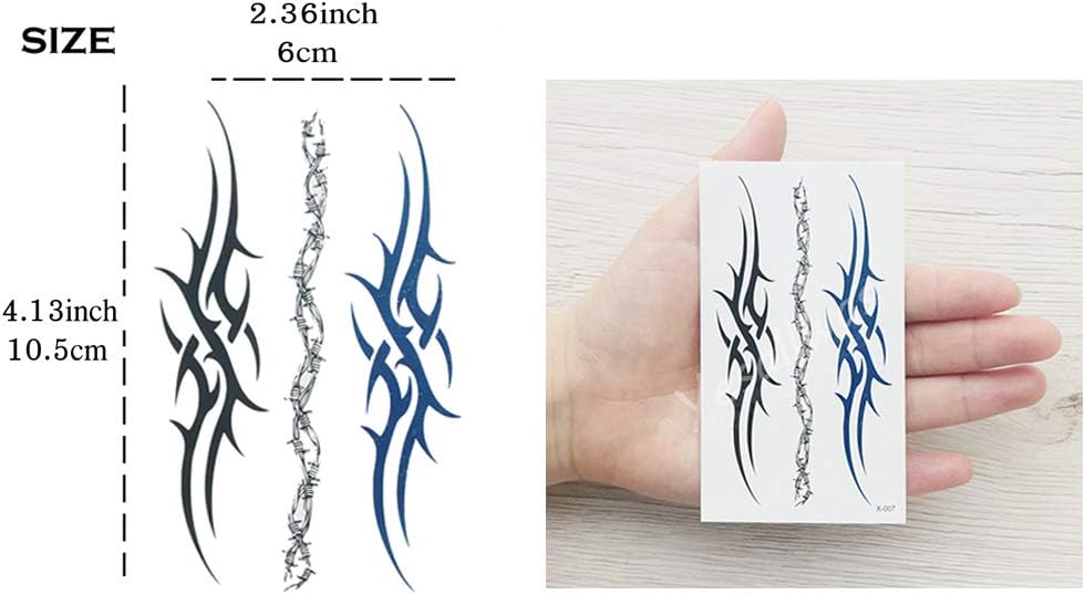 Yesallwas 6 Sheets Mix Tribal fake Tattoos Small Temporary Tattoo Blue Black Tribal Tattoo Body Sticker for Men Women 6x10.5cm/2.36x4.13inches (LxW) - Image 4