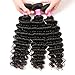 VRBest Brazilian Deep Wave Bundles with Closure 100% Unprocessed Virgin Brazilian Hair 3 Bundles with Closure Deep Curly Human Hair Extensions Natural Color (10 12 14+10)