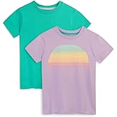 Mightly Girls' Crewneck Short Sleeve T Shirts | 100% Organic Cotton, Colorful Casual Clothes, Soft & Basic Crewneck Tee