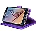 S6 Case, Arae Samsung Galaxy S6 wallet case,[Wrist Strap] Flip Folio [Kickstand Feature] PU leather wallet case with ID&Credit Card Pockets For Samsung Galaxy S6 (Purple)