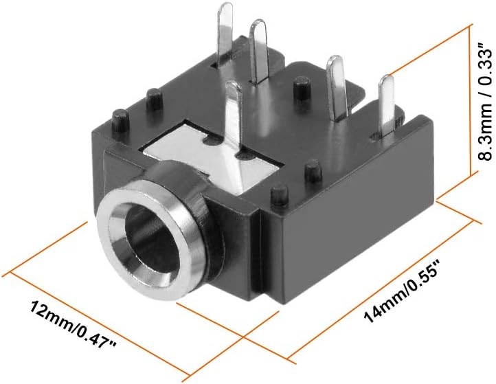 sourcing map 10Pcs PCB Mount 3.5mm 5 Pin Socket Headphone Stereo Jack Audio Video Connector Black PJ-3F07 - Image 3