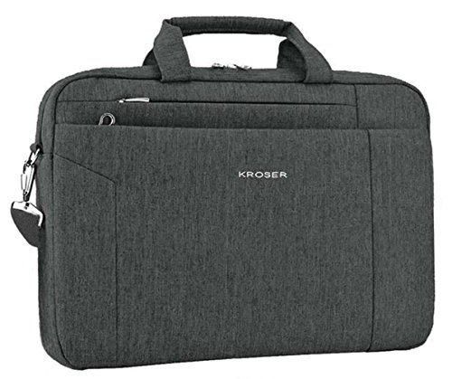 KROSER Laptop Bag Briefcase Shoulder Messenger Bag Laptop Bag Satchel Tablet Bussiness Carrying Handbag Laptop Sleeve for Women and Men 15.6 Inch-BlackGrey