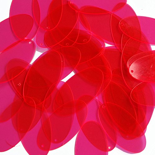Sequin Oval 1.5 inch Magenta Pink Transparent See Thru Couture Loose Paillettes. Made in USA.